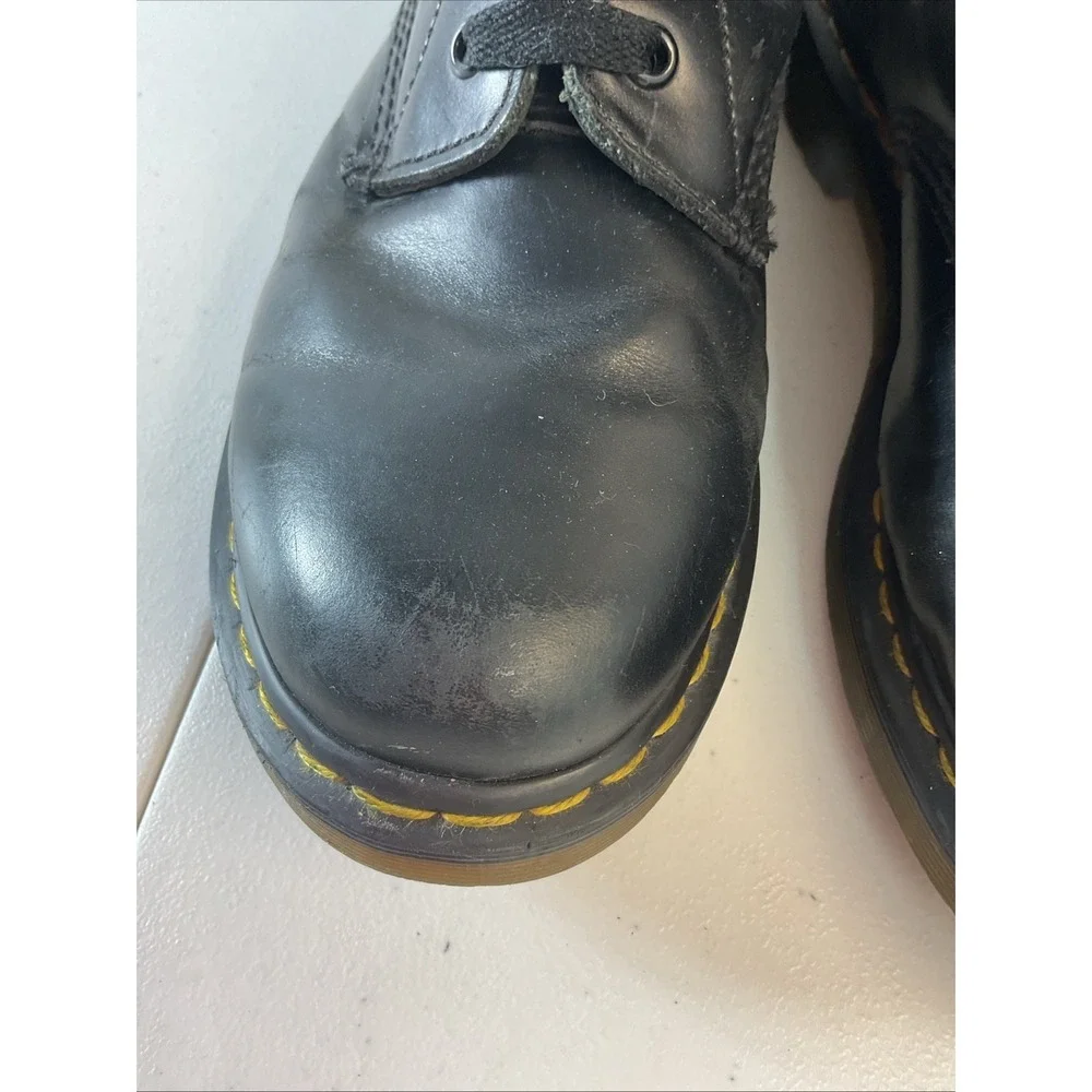 Dr. Martens 1460 Pascal Men's Size 9 Smooth‎ Leather Black Yellow Lace Up Boots